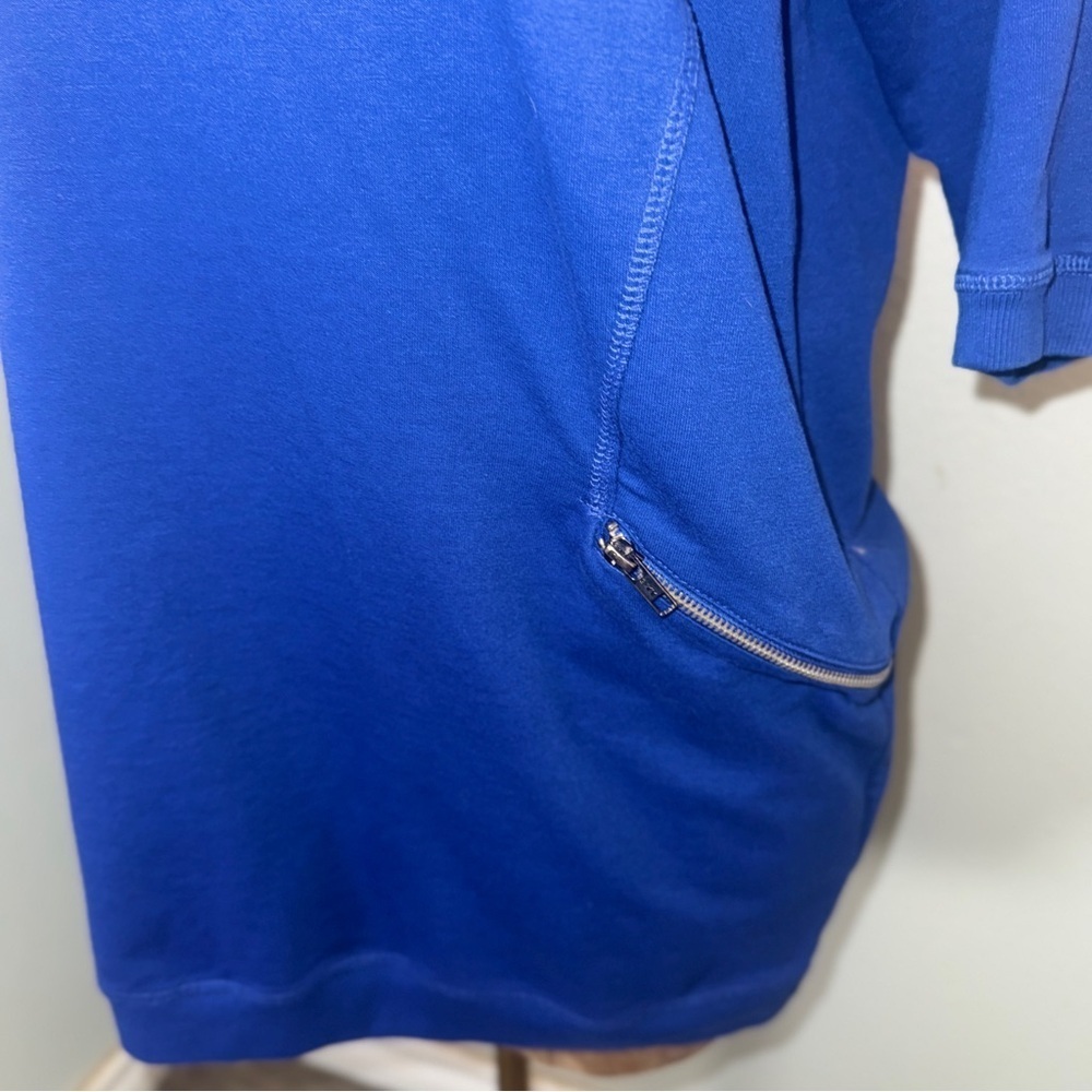 ellos Plus Size French Terry Zip Pocket Tunic Top 14/16 Blue, 3/4 Sleeves​​​ - Picture 5 of 14